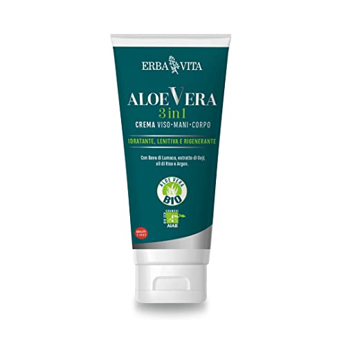 Erba Vita Aloe Vera 3 In 1 Crema Viso, Mani E Corpo Con Bava Di Lumaca, Bava Di Lumaca E Oli Di Riso E Argan - 200 Ml