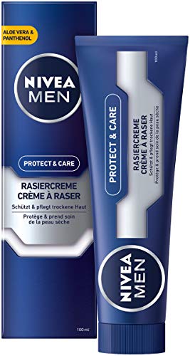 Nivea Men Protect & Care - Crema Da Barba In 1 Confezione (1 X 100 Ml) Con Schiuma Cremosa Per Una Rasatura Delicata, Crema Da Barba Delicata Per Uomo