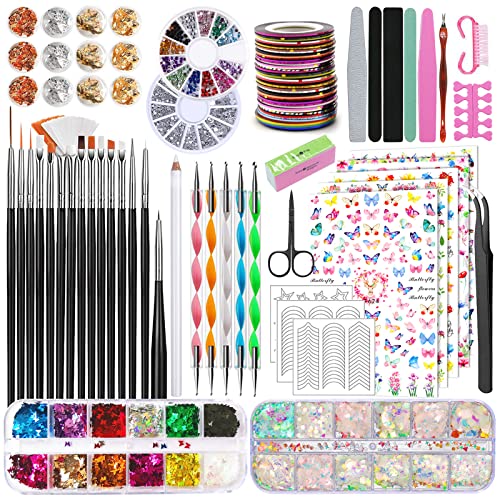 Tavada Kit Per Nail Art,23 Pezz Nail Art Design Set Kit,Kit Per Nail Art,5 Pcs Dotting Pen,30 Rotoli Nastro Della Striatura,Per Lo Starter Kit Per Nai