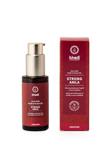 Khadi Strong Amla Olio Per Capelli Ayurvedico, Dona Radici Rinforzate E Capelli Forti, 100% Naturale E Vegano, Senza Siliconi, Cosmetici Naturali Cert