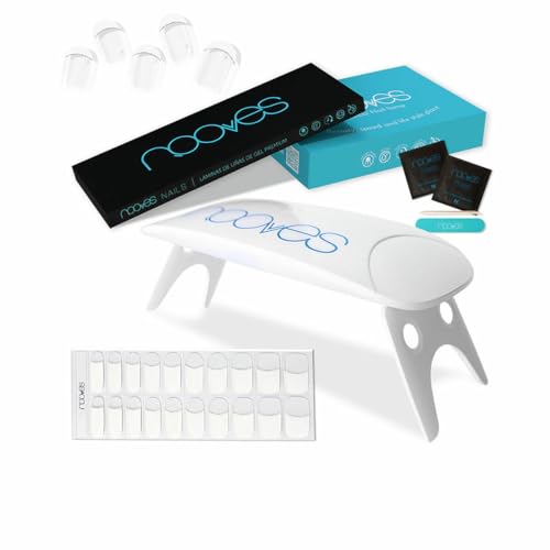 Nooves Premium Gel Nail Sheets Case With French Nail Foils And Portable Uv/Led Nail Lamp 8W (5 Units)