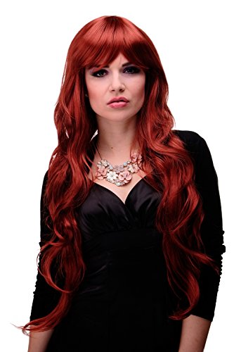 Wig Me Up - Parrucca Donna Rosso Rosso Ramato Scuro Lunghi Capelli Fluenti Ondulati Circa 80 Cm 6311-135