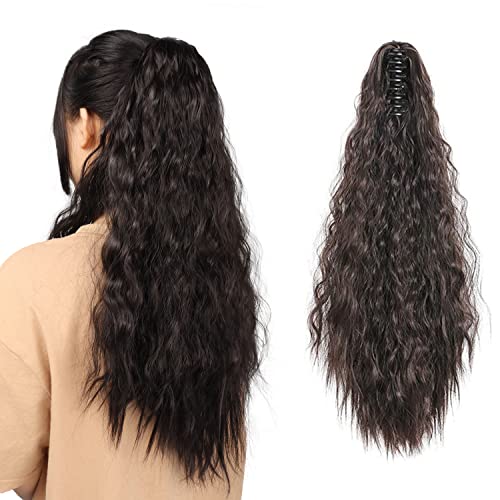 Meiriyfa, Extension Con Coda Di Cavallo Riccia Per Donne Nere, 55,9 Cm, Capelli Ricci E Lunghi, Con Clip Con Artiglio, Capelli Sintetici Per Uso Quoti