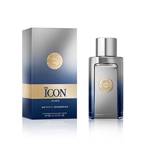 Banderas The Icon Elixir By Banderas Edp Per Uomo, Lunga Durata, Profumo Fresco, Elegante E Sensuale, Note Speziate, Marine E Legnose, Adatto Da Indos