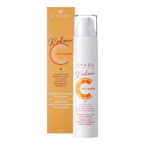 Gyada Cosmetics, Radiance Oily Skin Face Cream, Crema Viso Illuminante Pelli Grasse, Azione Normalizzante, Rigenerante, Antiossidante, Contrasta I Seg
