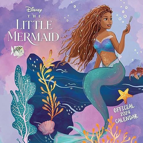 Little Mermaid 2024 Calendar, Month To View Square Wall Calendar, Official Product