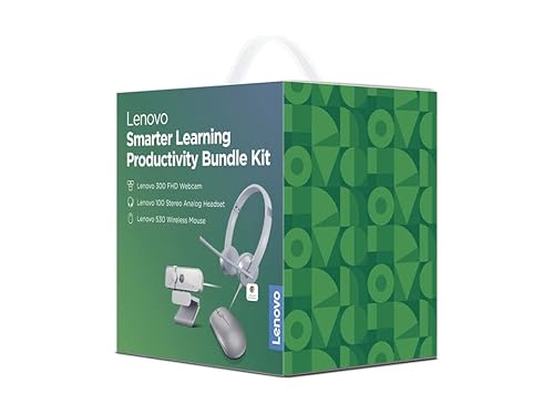 Lenovo Smarter Learning Productivity Bundle Kit |Webcam 300 Fhd |100 Stereo Analogical Headset|Mouse Wireless 530 |Argento-Grigio