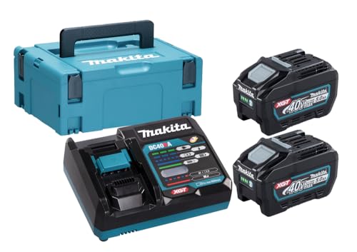 Makita 40 V Li-Ion Max - Set Di 2 Batterie 5.0 Ah-Caricabatterie-Mbox-191 V35-5