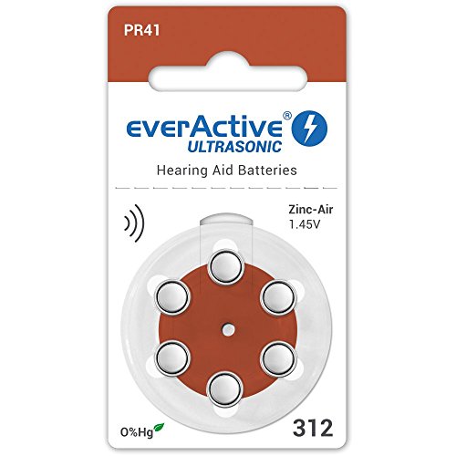 Everactive Confezione Da 6 Batterie Per Apparecchi Acustici, Ad Alte Prestazioni, Batteria Di Zinco Ad Aria, 1 Confezione Blister, Durata 4 Anni, Marr