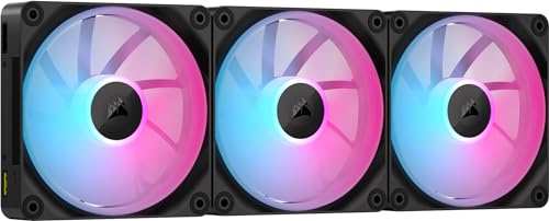 Corsair Icue Link Lx120 Rgb 120 Mm Pwm Ventole Confezione Tripla – Doppio Anello Luminoso – Include Icue Link System Hub – Tecnologia Corsair Airguide