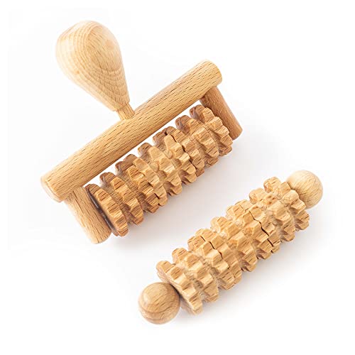 Tuuli Accessories Set Di 2 Massaggiatori Rullo Massaggio Viso Testa Maderoterapia Legno
