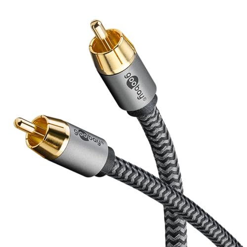 Goobay 65296 Cavo Rca Mono 2M / Cavo Audio Per Dispositivi Hi-Fi Subwoofer/Cavo Tessile Flessibile/Cavo Coassiale Digitale/Connettori Placcati Oro