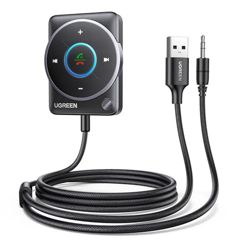 Ugreen Ricevitore Bluetooth 5.4 Adattatore Bluetooth Per Auto Con Jack Aux Da 3,5 Mm Pulsante Multifunzione Audio Wireless Chiamate In Vivavoce Doppia