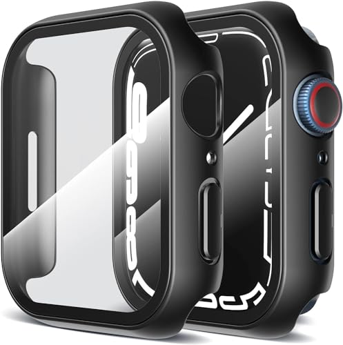 Lk 2 Pezzi Cover Per Apple Watch Series 7 Series 8 Series 9 45 Mm, Vetro Temperato Cover Custodia Per Iwatch 7/8/9 45 Mm, [Durezza 9H] [Hd Clear][Senz