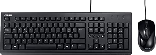 Asus U2000 Set Tastiera E Mouse Ottico (Formato Tedesco, Tastiera Qwertz, Mouse A 3 Pulsanti) Nero