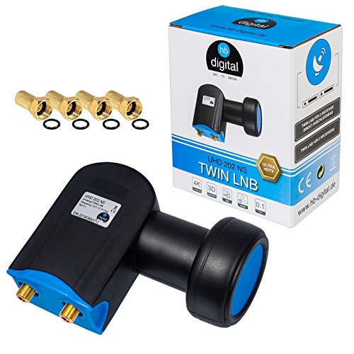 Lnb Full Hd Tv 3D + Contatti Placcati Oro + Protezione Dagli Agenti Atmosferici (Estraibile) In Set Hb Digitale Con Spina Placcata Oro Inclusa