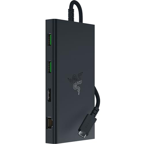 Razer Usb-C Dock - 11 Puertos Con Hdmi, Gigabit Ethernet, Puerto De Audio De 3,5 Mm, Usb-A Y -C, Compatible Con Windows Y Mac (Salida De Pantalla Con