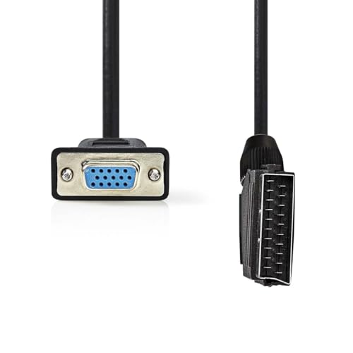 Nedis Cavo Scart - Spina Scart - Presa Vga - Nichelato - 480P - 2.00 M - Rotondo - Pvc - Nero - Etichetta