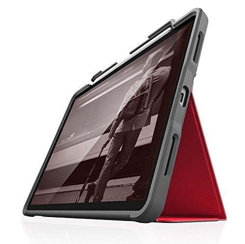 Stm Bags Dux Plus Case - Custodia A Libro Per Apple Ipad Air 10,9" (2022 & 2020), Colore: Rosso/Trasparente [Supporto Per Apple Pencil I Militare Stan