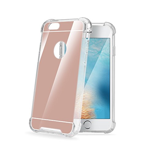 Celly Armor Mirror Custodia Rigida Con Retro A Specchio E Cornice Trasparente In Gomma Per Iphone 7, Rosa