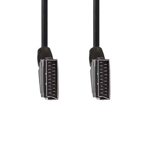 Nedis Cavo Scart - Spina Scart - Spina Scart - Nichelato - 480P - 1,50 M - Rotondo - Pvc - Nero - Etichetta