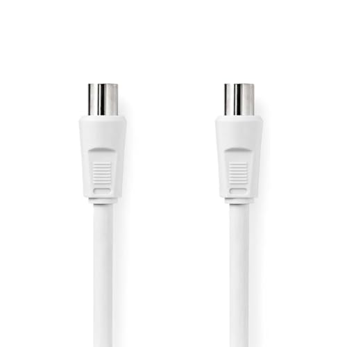 Nedis Cavo Coassiale | Spina Iec (Coax) | Presa Iec (Coax) | Nichelato | 75 Ohm | Doppia Schermatura | 1,50 M | Rotondo | Pvc | Bianco | Sacchetto Di 