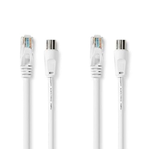 Nedis Cavo Combinato Coax & Cat6 – Spina Iec (Coax) / Connettore Rj45 – Connettore Iec (Coax) / Rj45 – Nichelato – Rg58 – 75 Ohm – Doppia Schermatura 