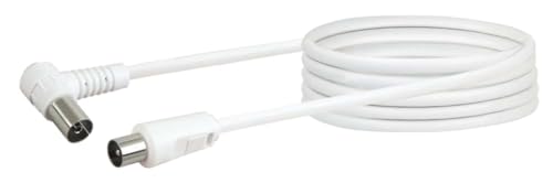 Schwaiger - Cavo Di Collegamento Per Antenne, 75 Db, 3,0 M, Bianco, Spina Iec > 90° Iec Femmina Angolare, Schermatura 2 Vie, 75 Ohm, Digitale, Hdtv, D