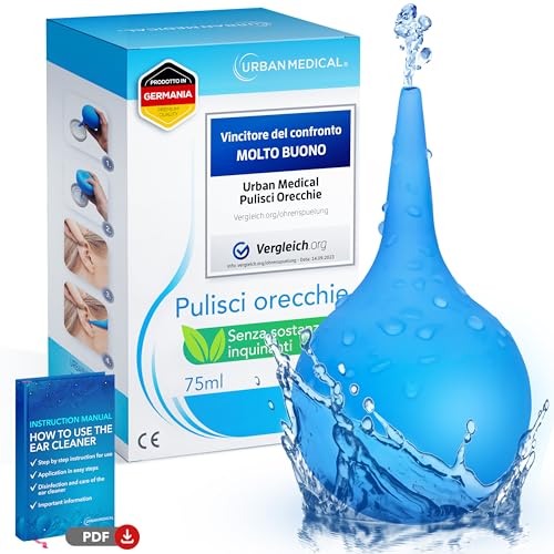 Urban Medical Pulisci Orecchie - Pulizia Delicata E Professionale Tramite Siringa Auricolare - Sicura Ed Efficace Per Adulti, Bambini E Neonati - Puli