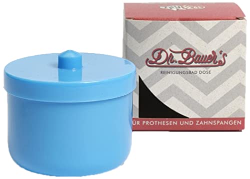 Dr. Bauer Contenitore Per Bagno Di Pulizia Della Dose Con Inserto Di Risciacquo | Protesi Dentaria| La Protesi Può Azzurro (1 Pezzo)