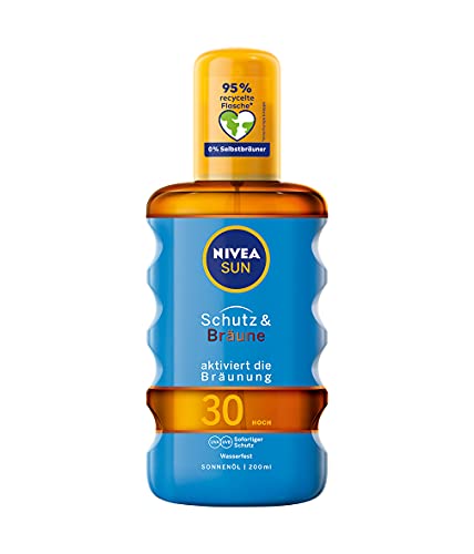 Nivea Sun Olio Spray Solare, Fattore Di Protezione Solare 30, Flacone Spray, Protezione E Abbronzatura, 200 Ml