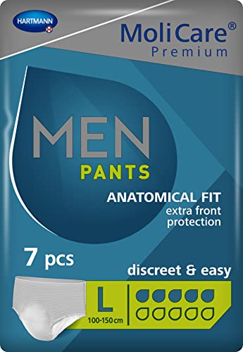 Molicare Premium Men Pants, Mutandine Assorbenti Specifiche Per Incontinenza Maschile, Protezione Discreta, 5 Gocce, Taglia L, 7 Pezzi