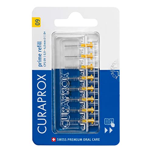Curaprox Interdentalbürsten Cps 09 Prime, Refill, 8 Stück, Gelb, 0.9 Mm Durchmesser, 4 Mm Wirksamkeit, Nachfüllpackung, Ohne Halter