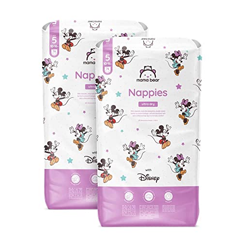 Marchio Amazon - Mama Bear Disney Pannolini Ultra-Asciutti, Taglia 5 (10-16 Kg), Bianco, 152 Unità, 2 Confezioni Da 76, Pacco Mensile