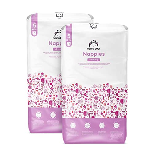 Marchio Amazon - Mama Bear Pannolini Ultra Asciutto, Taglia 5 (10-16 Kg), Con Canali D'Areazione, Bianco, 152 Unità (2 Confezioni Da 76) - Nuova Versi