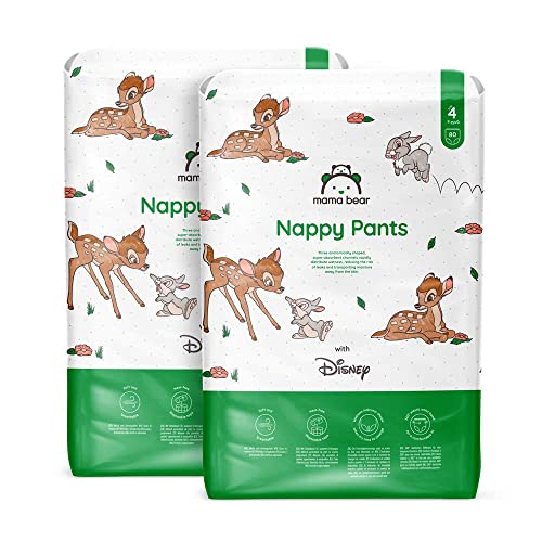 Marchio Amazon - Mama Bear - Disney - Pannolini Mutandina - 160 Unità, Confezione Da 2, Taglia 4 (9-15 Kg) - Pacco Mensile, Bianco