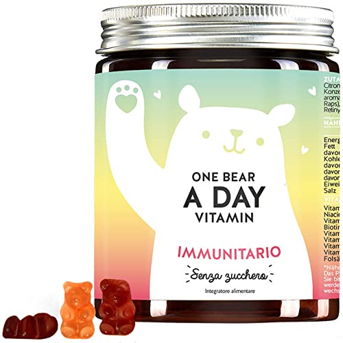 Bears With Benefits One Bear A Day Immune Boost - Orsetti Gommosi Senza Zucchero - Complesso Multivitaminico Ad Alto Dosaggio 90 Unità (Confezione Da