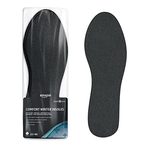 Amazon Basic Care - Solette Invernali Comfort - 3 Paia (Taglia Di Scarpe: 22-46), 6 Unità (Confezione Da 1), Nero