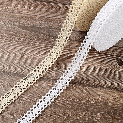 Tobeit 26M Nastro In Pizzo Di Cotone Bianco Beige Nastro Decorativo In Pizzo Per Matrimonio, Decorazione Fai Da Te