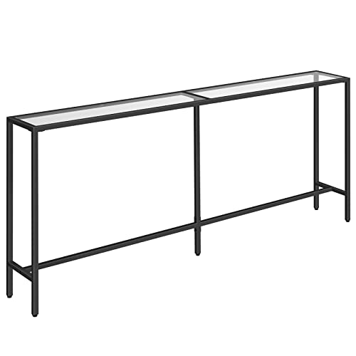 Mahancris Tavolo Consolle Da 180 Cm, Tavolino Da Divano In Vetro Temperato, Tavolo Da Ingresso Moderno, Facile Da Montare, Struttura In Acciaio, Per S