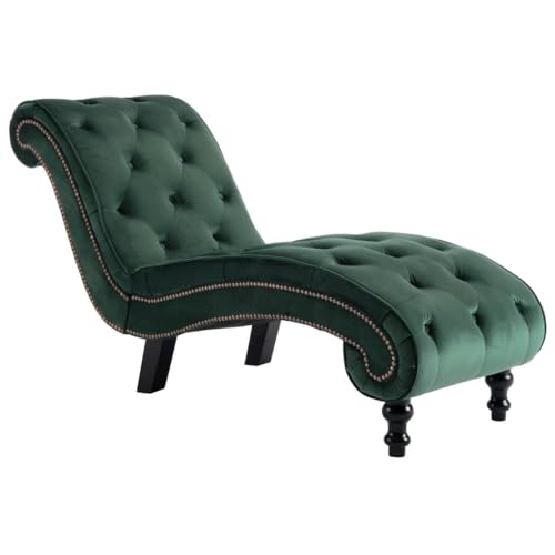 Vidaxl Chaise Longue, Sedia A Sdraio, Poltrona Rilassante, In Velluto, Colore Verde