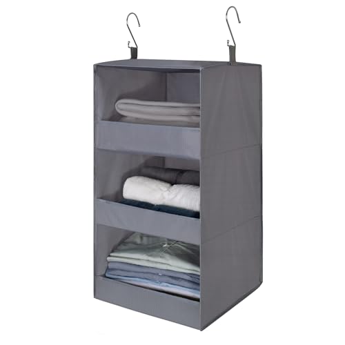 Granny Says Organizer Armadio Da Appendere, Organizer Da Appendere Con 3 Scomparti, Organizer Armadio Salvaspazio Per Vestiti, Grigio Appendi Borse Da