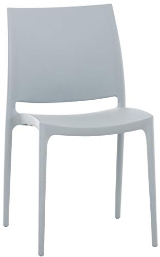 Clp Sedia Giardino Maya Impilabile In Polipropilene I Sedia Bistrot Bar Idrorepellente Resistente Ai Raggi Uv I Sedia Outdoor Plast, Colore:Grigio Chi