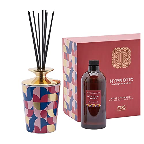 Edg Enzo De Gasperi Profumatore Per Ambienti Casa Con Bastoncini, Bottiglia In Ceramica Lucida Hypnotic Midnight Garden 400Ml 4 Varianti Black Forest