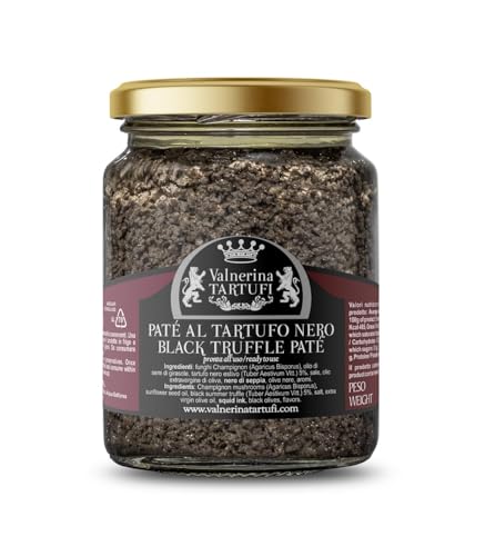 Valnerina Tartufi Paté Al Tartufo Nero | Salsa A Base Di Funghi Champignon, Tartufo, Olive Nere | Vasetto 90 Gr.