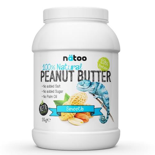 Nätoo Burro Di Arachidi Senza Zuccheri - 2Kg - Peanut Butter Smooth - 100% Arachidi Tostate Di Alta Qualità - 100% Naturale Adatto Ai Vegani, Senza Ol