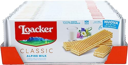 Loacker Classic Milk, Wafer Classico Con 3 Strati Di Cialde Farcite Con Crema Al Latte, Per Merenda E Snack, Formato Famiglia Con 18 Confezioni, 3150G