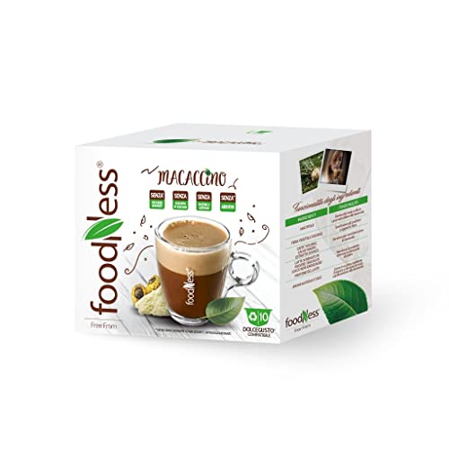 Foodness - 1 Box Da 10 Capsule Di Macaccino, Capsule Compatibili Con Sistema Dolce Gusto, Prodotto Solubile In Capsula Senza Additivi, Senza Glutine,