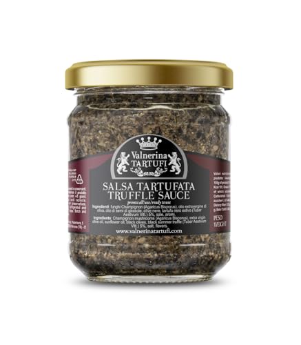 Valnerina Tartufi Salsa Tartufata Ricetta Originale | Funghi Champignon, 5% Tartufo Nero Estivo | Vasetto 180 Gr.