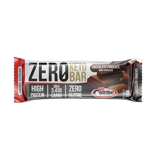 Pronutrition Zero Keto Bar - Barrette Proteiche Ricoperte Senza Glutine - Ad Alto Contenuto Di Proteine Gusto Cioccolato Fondente - Box Da 25 Barrette
